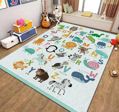 ABC Alphabet Print Classroom Area Rug   230 x 160 cm