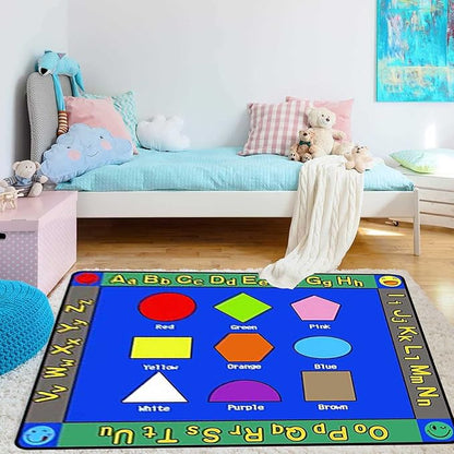 Kids Play Mat Rug for Crawling, Shapes Themed Floor Mat Educational Learning 160 x 230cm