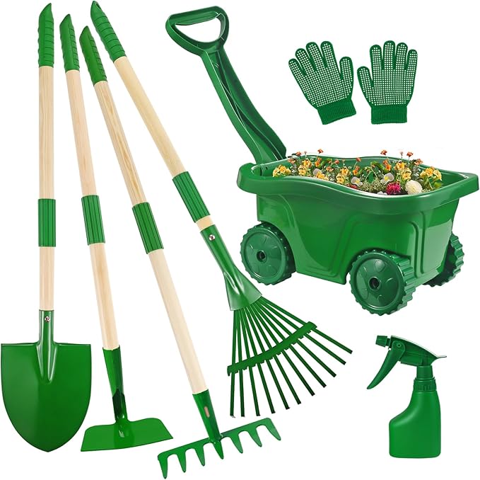 Kids Garden Tool Set with Wheel Barrow