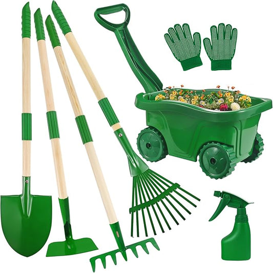 Kids Garden Tool Set with Wheel Barrow