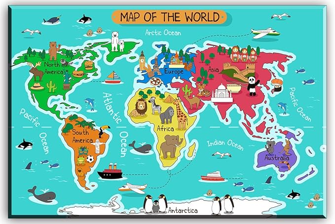 World Map , Flannel Printed Mat for Children