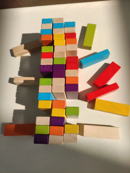 Colored Tumble Tower Wooden 54 pcs