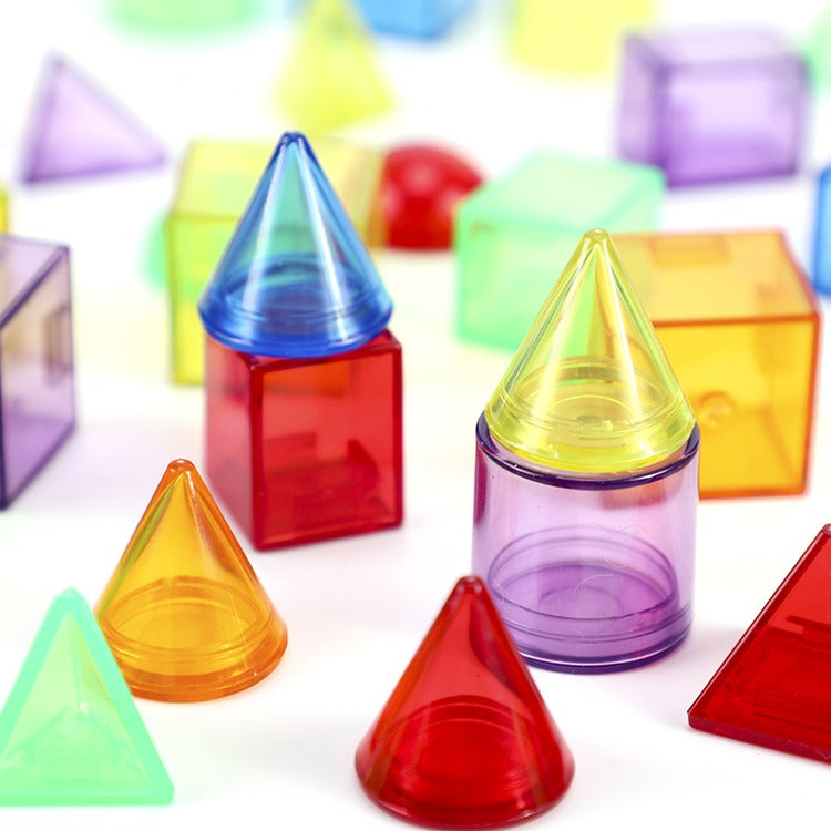 Transparent 3D Solid Geometry Shapes 60 Pcs