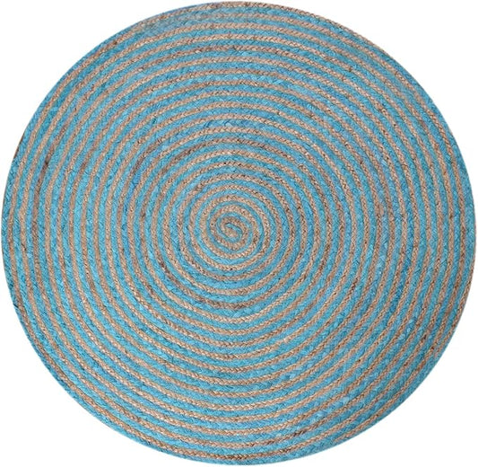 Circle Area Mat ' Blue and Beige   200 x 200 cm