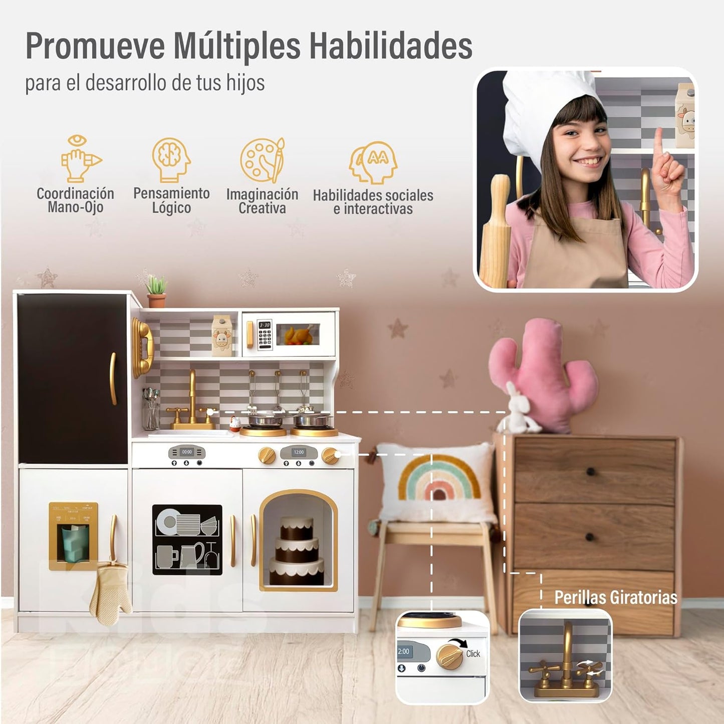 Kitchen Playset with Running Water Lights & Sound, Play Kitchen