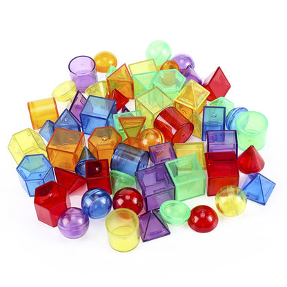 Transparent 3D Solid Geometry Shapes 60 Pcs