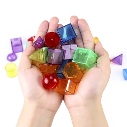 Transparent 3D Solid Geometry Shapes 60 Pcs