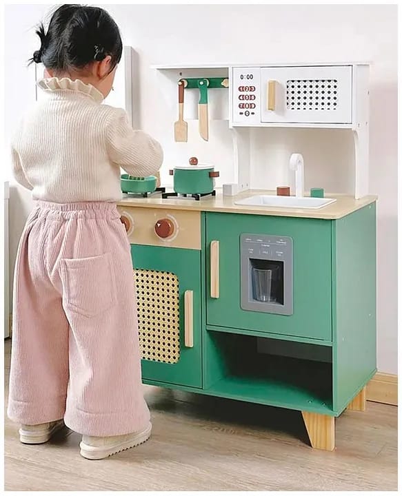 ROBUD Play Kitchen with Pretend Ice Cube Dispenser  Green