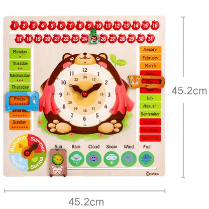 Wooden Calendar Weather Clock