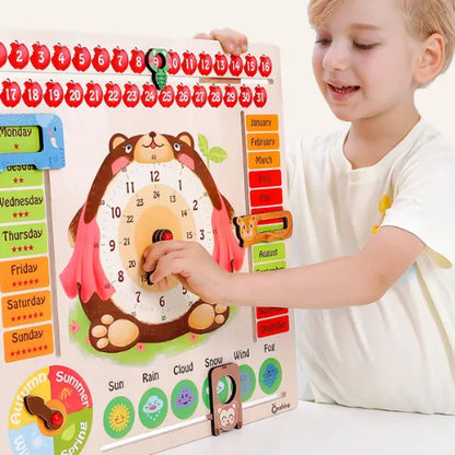 Wooden Calendar Weather Clock