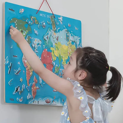 Magnetic World Puzzle + Dry Erase Board