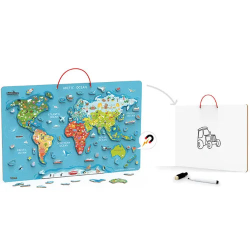 Magnetic World Puzzle + Dry Erase Board