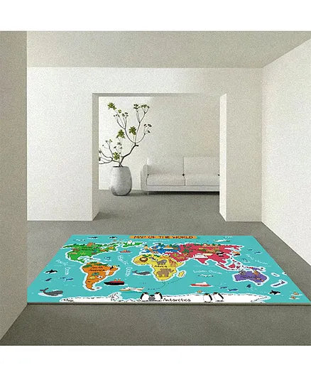 World Map , Flannel Printed Mat for Children