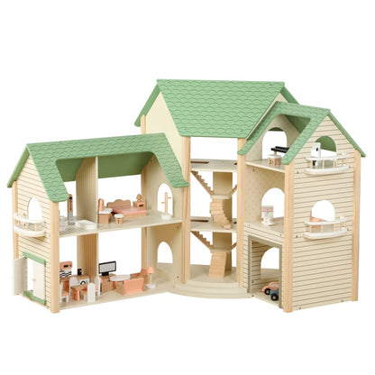 Honey Joy Doll House With 6 Rooms and 36 Accessories
