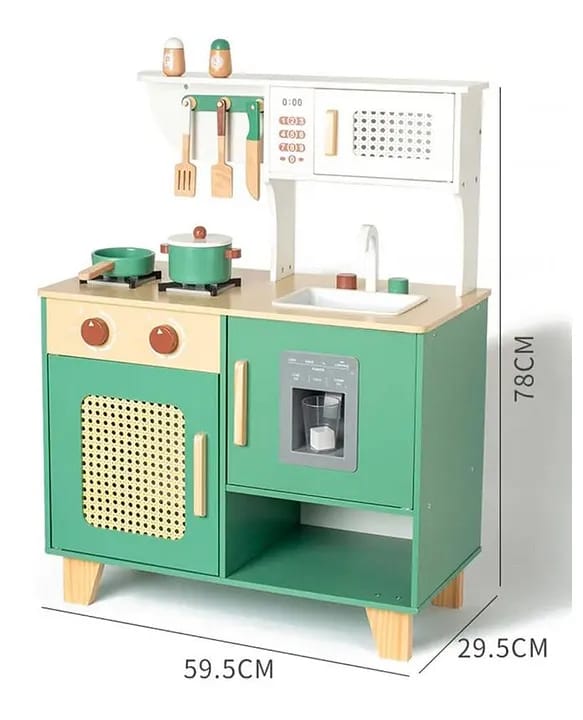 ROBUD Play Kitchen with Pretend Ice Cube Dispenser  Green
