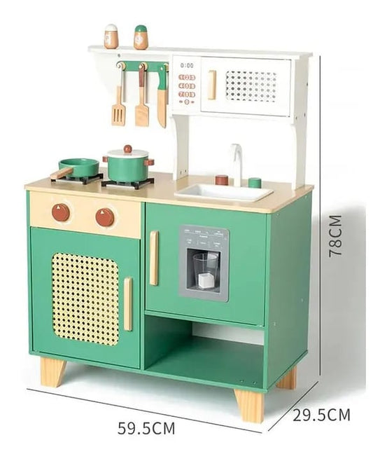 ROBUD Play Kitchen with Pretend Ice Cube Dispenser  Green