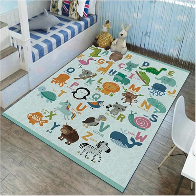 ABC Alphabet Print Classroom Area Rug   230 x 160 cm