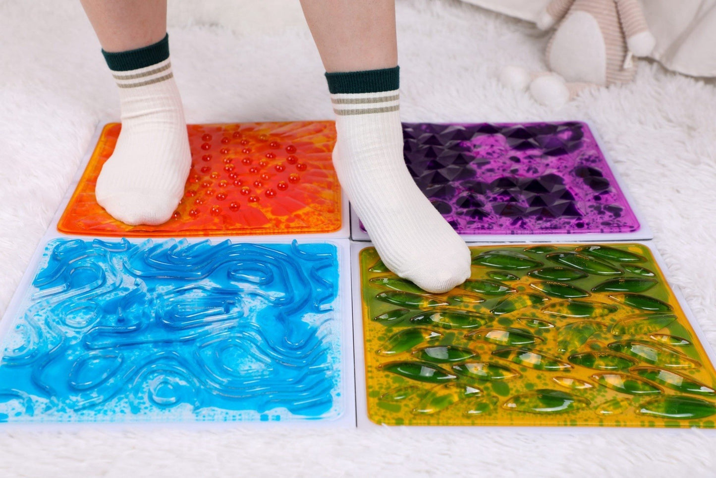 Sensory Liquid Floor Tiles Multi-Colored Patterns
