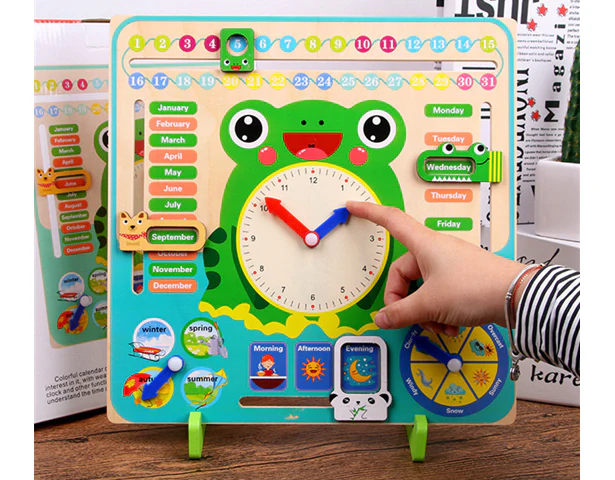 Multi functional Wooden Calendar Clock