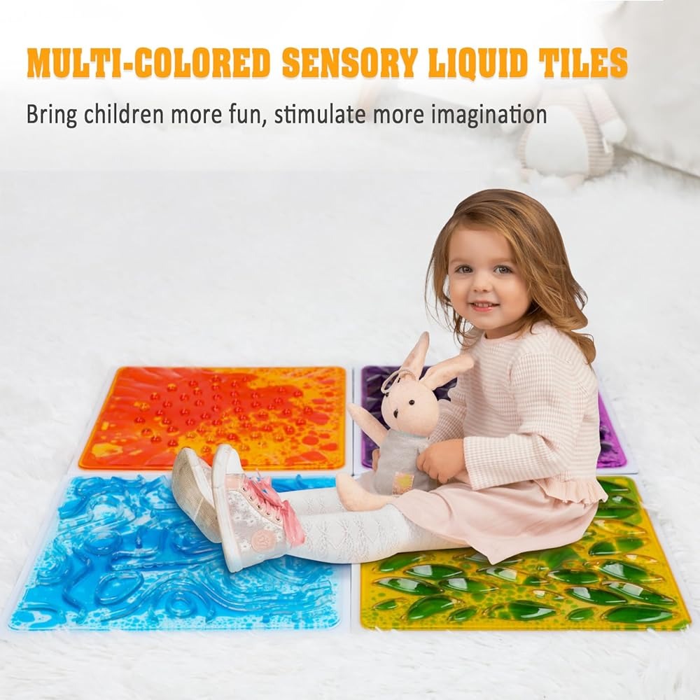 Sensory Liquid Floor Tiles Multi-Colored Patterns