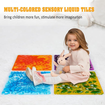 Sensory Liquid Floor Tiles Multi-Colored Patterns