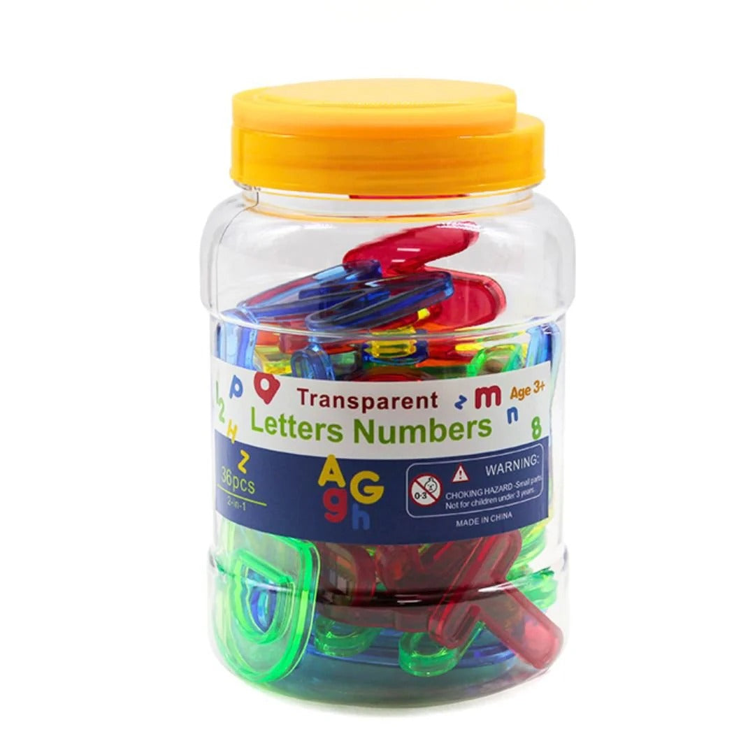 Transparent Numbers and Upper letters - 36 pieces