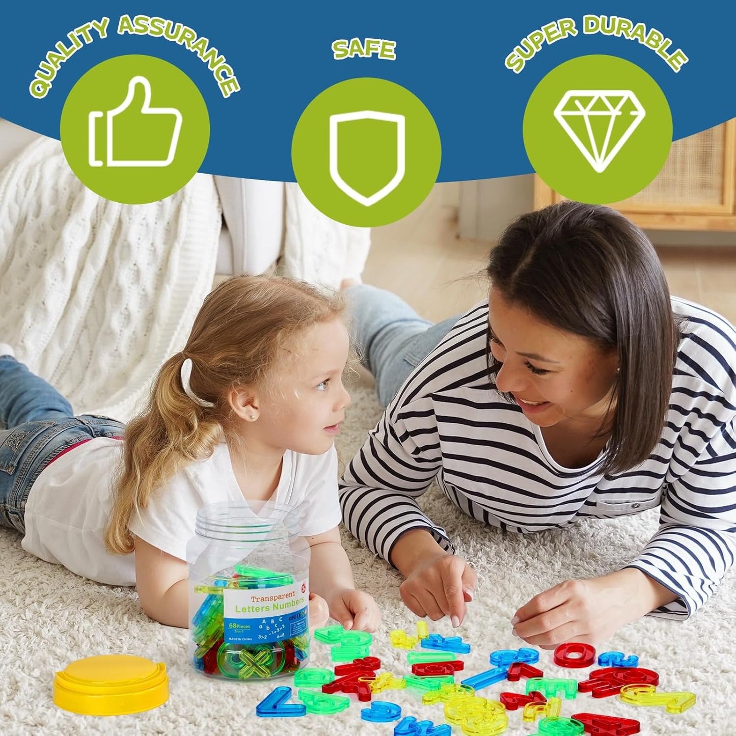 transparent Letters and Numbers for Kids Counting and Spelling