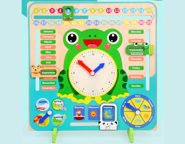 Multi functional Wooden Calendar Clock