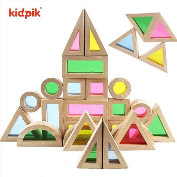 Kidpik Rainbow Wooden Blocks 24 Pcs – Inventors Educational