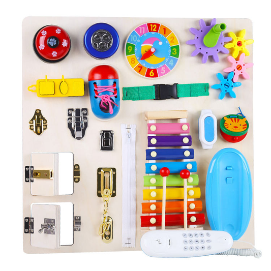 Montessori Busy Wooden Sensory Board